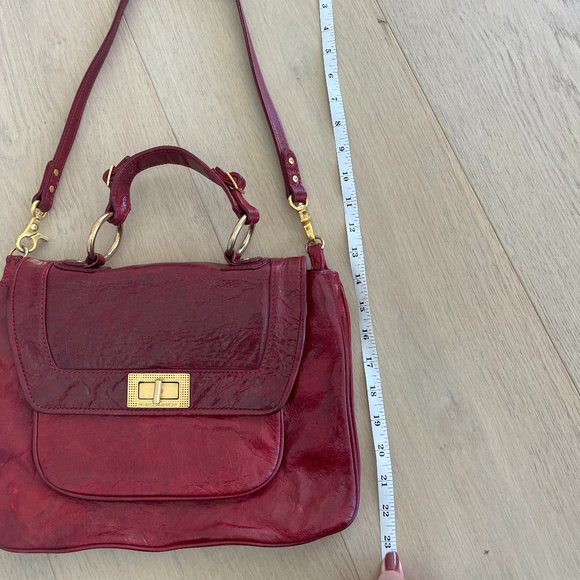Rebecca Minkoff Briefcase Style Distressed Red Leather Shoulder or Handheld Bag - Picture 13 of 16